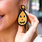 Orange & Black Jack-O-Lantern Teardrop Earrings