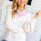 Champagne & Blush Rainbow Stripe Rib Chevron Top