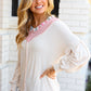 Champagne & Blush Rainbow Stripe Rib Chevron Top