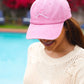 Pink Embroidered Bow Baseball Cap