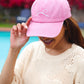 Pink Embroidered Bow Baseball Cap