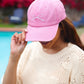 Pink Embroidered Bow Baseball Cap