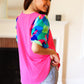 Tell Your Story Fuchsia Geo Print Puff Sleeve V Neck Top