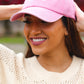 Pink Embroidered Bow Baseball Cap