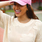 Pink Embroidered Bow Baseball Cap