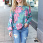 Everyday Hunter Green Floral Brushed Hacci Sweater Top