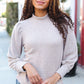 Stay Awhile Taupe Brushed Melange Puff Short Sleeve Sweater