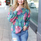 Everyday Hunter Green Floral Brushed Hacci Sweater Top