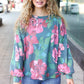 Everyday Hunter Green Floral Brushed Hacci Sweater Top