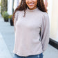 Stay Awhile Taupe Brushed Melange Puff Short Sleeve Sweater