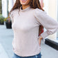 Stay Awhile Taupe Brushed Melange Puff Short Sleeve Sweater