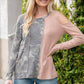 Taupe & Camouflage Rib Color Block Cut-Out Top