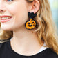 Halloween Jack-o-Lantern Beaded Dangle Earrings