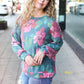 Everyday Hunter Green Floral Brushed Hacci Sweater Top