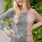 Taupe & Camouflage Rib Color Block Cut-Out Top