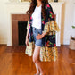 Navy & Yellow Colorblock Floral Chiffon Ruffle Kimono