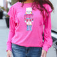 Holiday Hot Pink Sequin Nutcracker Ruffle Hacci Sweater