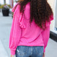 Holiday Hot Pink Sequin Nutcracker Ruffle Hacci Sweater