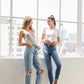 Super High Rise Distressed Relaxed Straight Jeans