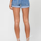 Mid Rise Single Cuffed Hem Shorts