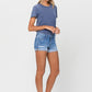 Mid Rise Single Cuffed Hem Shorts