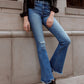 High Rise Flare W/Flare Detail Jeans