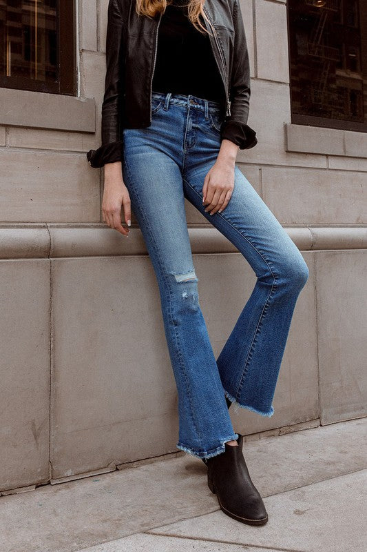 High Rise Flare W/Flare Detail Jeans