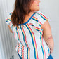 Multicolor Striped Raglan Flutter Sleeve Top