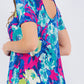 Everyday Blue & Pink Floral Ruffle Hem Dress