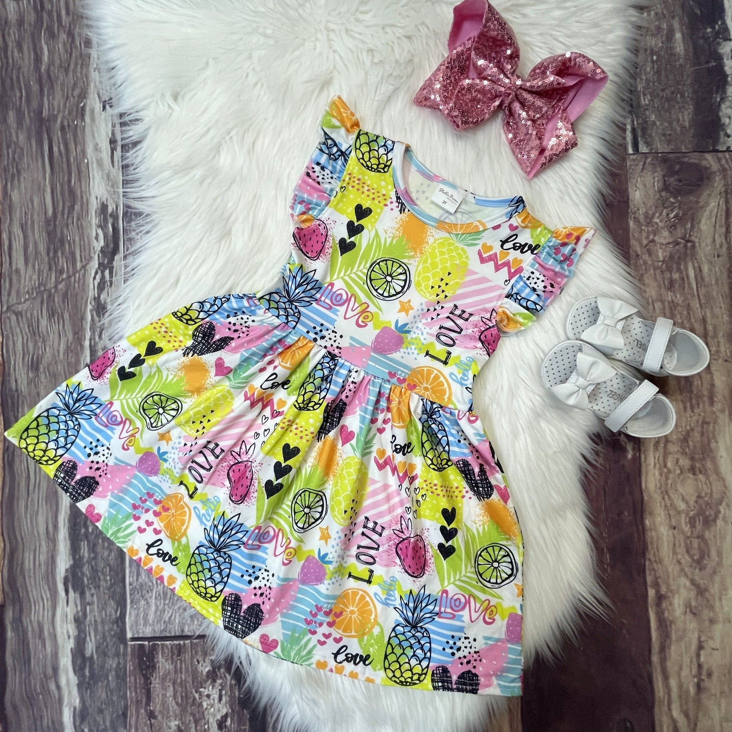 Pineapple Print Mid Twirl Dress