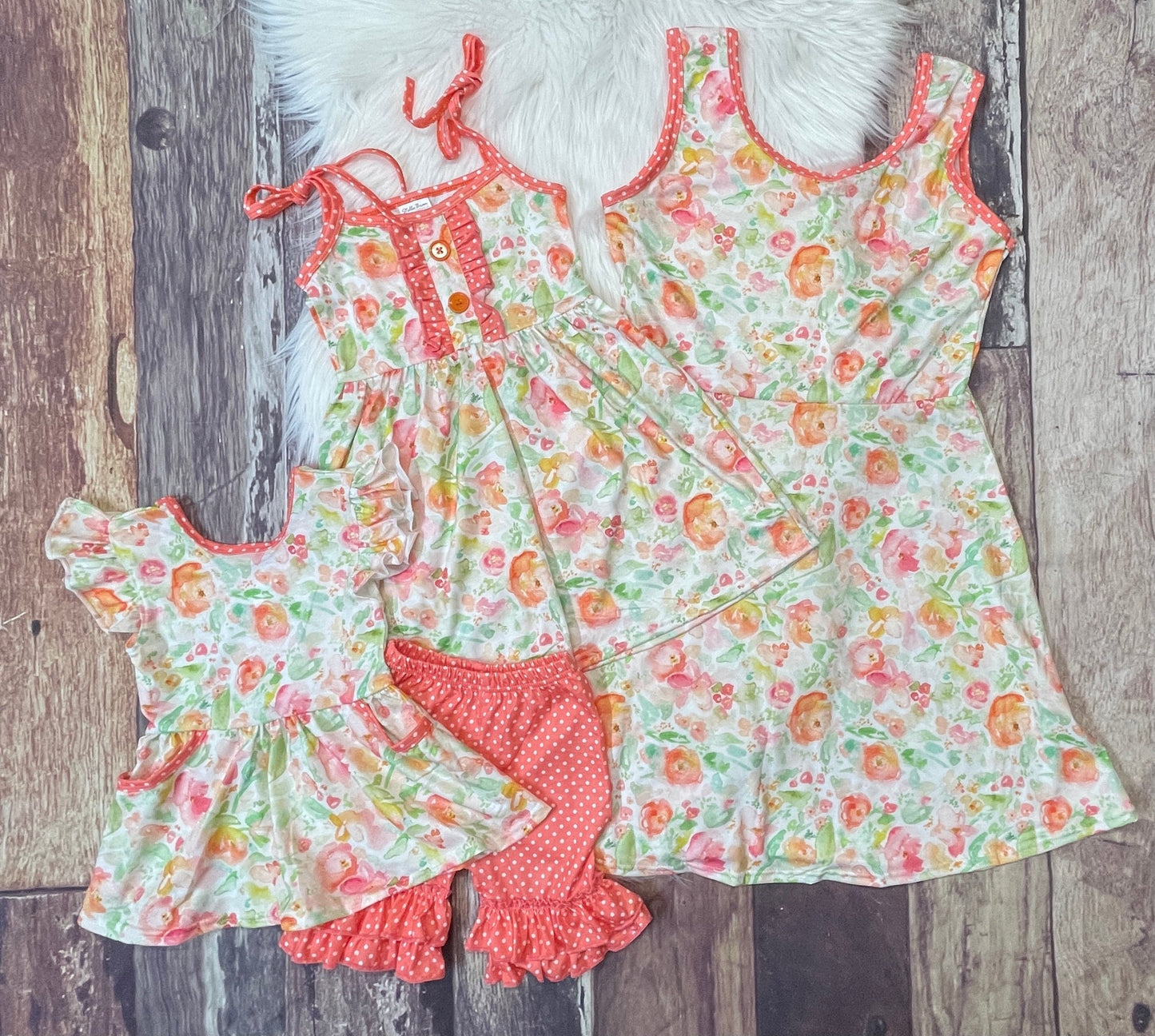 Coral Watercolor Floral Mommy Dress