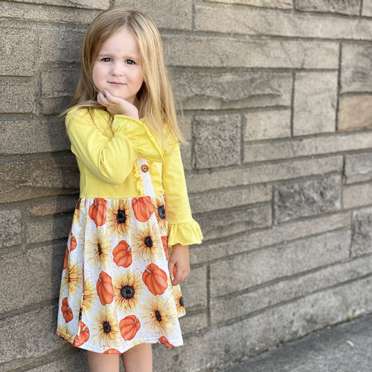 Sunflowers & Pumpkins Fall Mid Twirl Dress