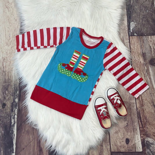 Embroidered Elf Shoes Long Sleeve Tee