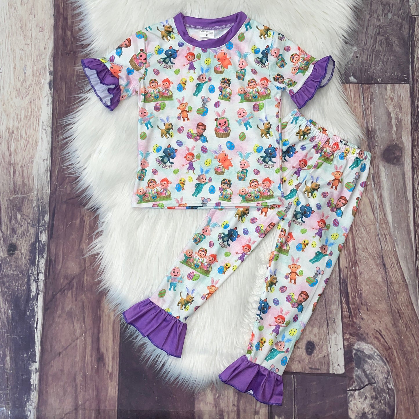 Purple Melon Baby "Happy Easter" Loungewear Set