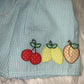 Light Blue Embroidered Fruits Seersucker Shorts