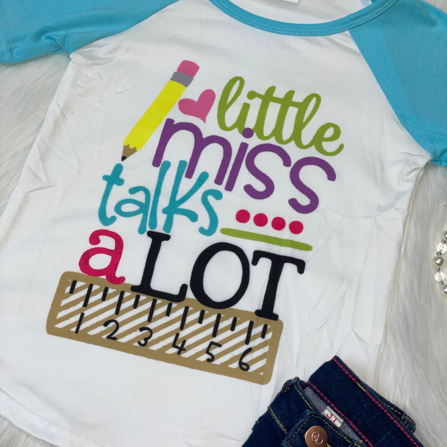 Back to School Raglan - Little Miss Talks A Lot