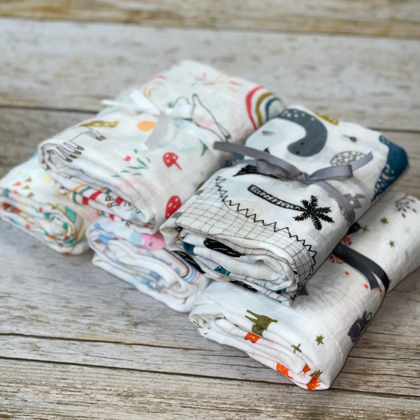 Extra Soft Bamboo Cotton Muslin Baby Blanket - Woodland Animals