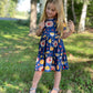 Navy Blue Thanksgiving Short Sleeve Dress