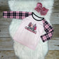 Pink Merry Christmas Plaid Long Sleeve Raglan