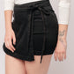 Bentli High Rise Side Tie Denim Skort in Black