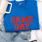 PREORDER: Embroidered Glitter Game Day Sweatshirt in Royal Blue/Red