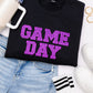 PREORDER: Embroidered Glitter Game Day Sweatshirt in Black/Purple