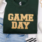 PREORDER: Embroidered Glitter Game Day Sweatshirt in Forest Green/Old Gold