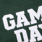 PREORDER: Embroidered Glitter Game Day Sweatshirt in Forest Green/White