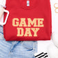 PREORDER: Embroidered Glitter Game Day Sweatshirt in Red/Old Gold