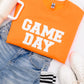 PREORDER: Embroidered Glitter Game Day Sweatshirt in Bright Orange/White