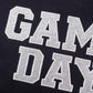 PREORDER: Embroidered Glitter Game Day Sweatshirt in Black/Silver