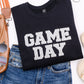 PREORDER: Embroidered Glitter Game Day Sweatshirt in Black/Silver