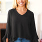 Falling In Love Black Hi-Lo Ruffle Sleeve Woven Top