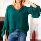 Falling In Love Hunter Green Hi-Lo Ruffle Sleeve Woven Top